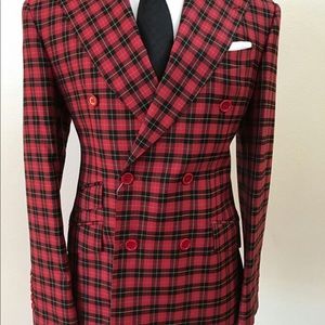 Red double breasted cerruti wool suit